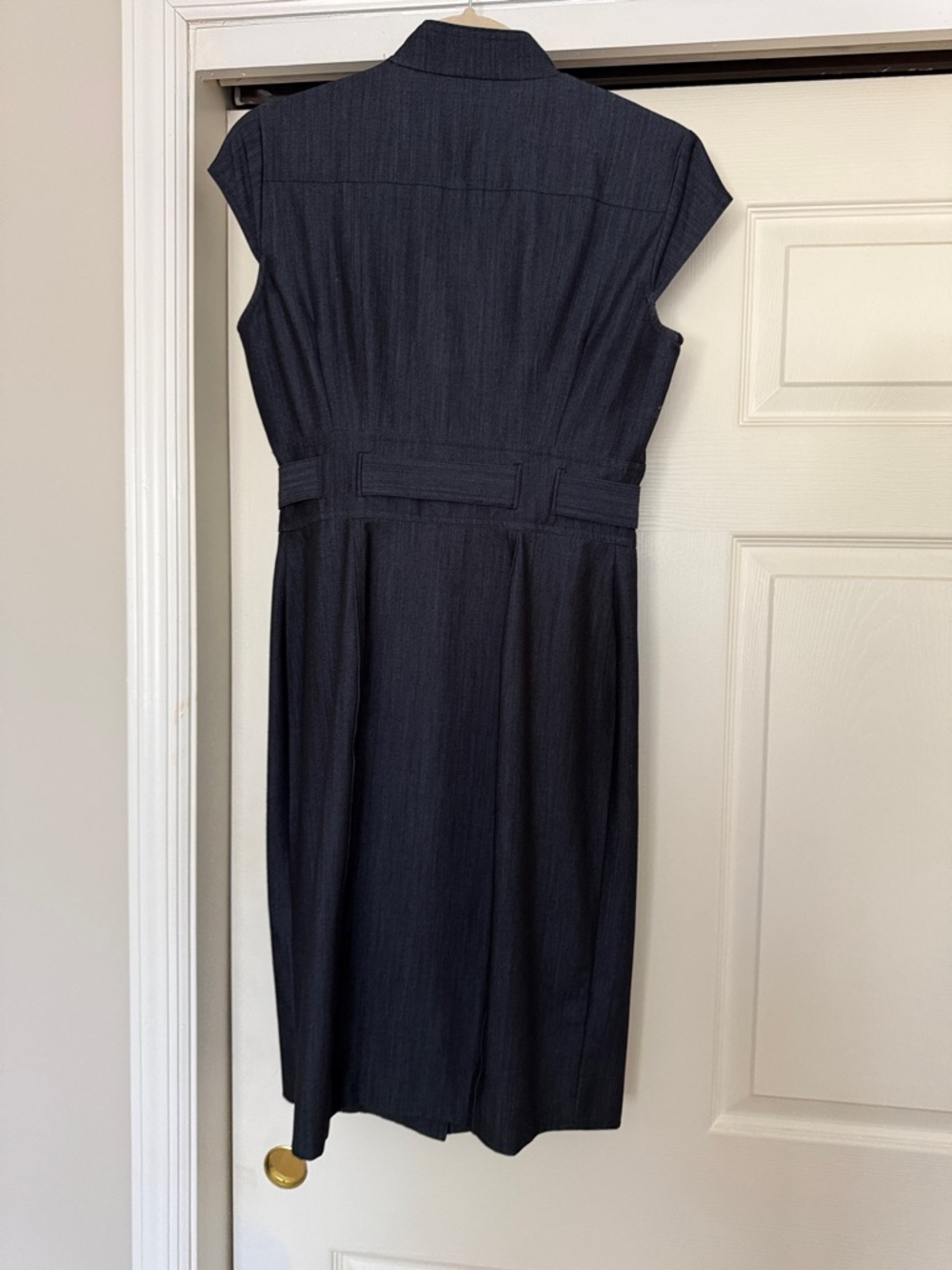 Calvin Klein Navy Button-Front Belted Midi Dress - Picture 3 of 3